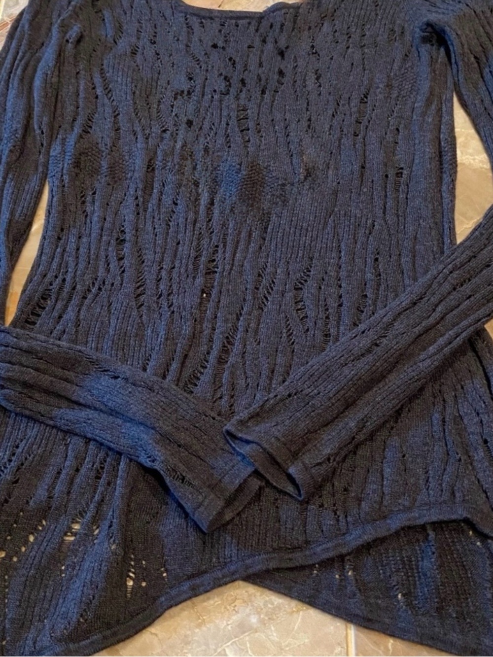 Express Lace Stitch Asymmetrical Hem Tunic Sweater - Picture 3 of 7